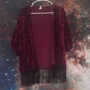 🐙 Wet Seal Burgundy Suede Cardigan🐙